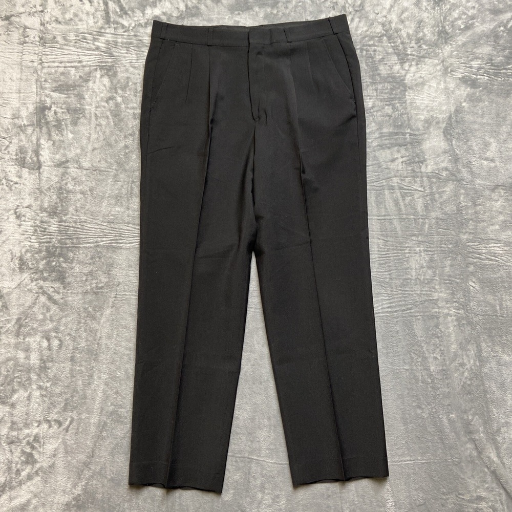 Thomson Rainy Day Pleated Dress Pants Mens 34x30 Black Wool Trousers